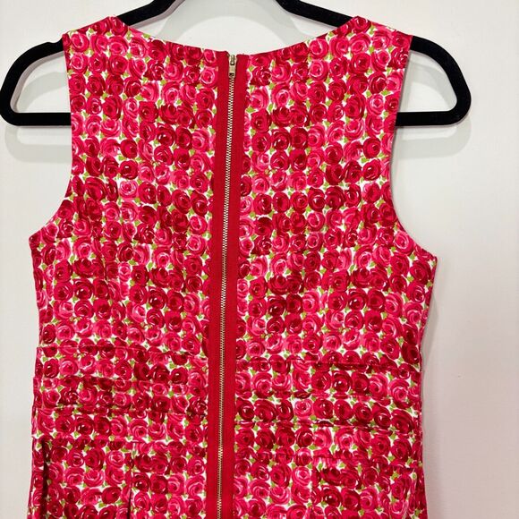 Maggie London Red Roses Fit Flare Dress 6 Tea Party Garden Mothers Day Easter - Picture 6 of 10